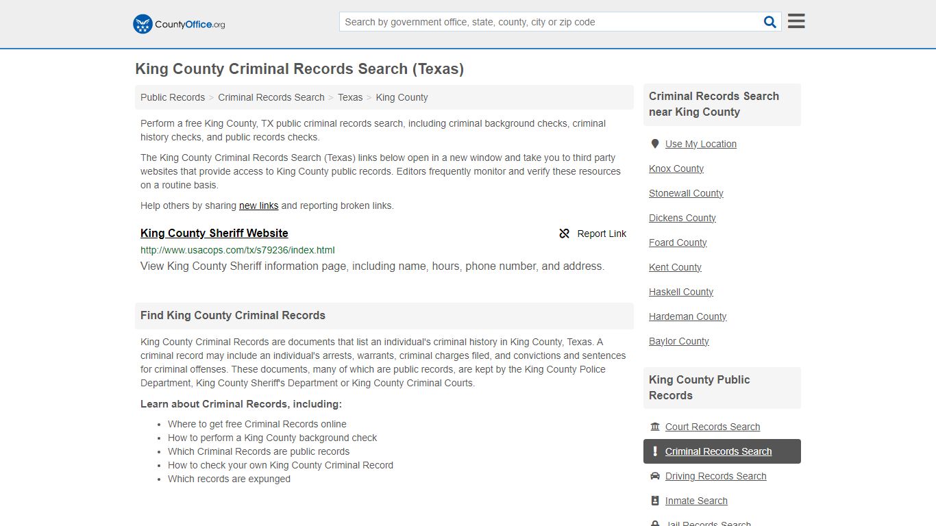 Criminal Records Search - King County, TX (Arrests, Jails & Most Wanted ...